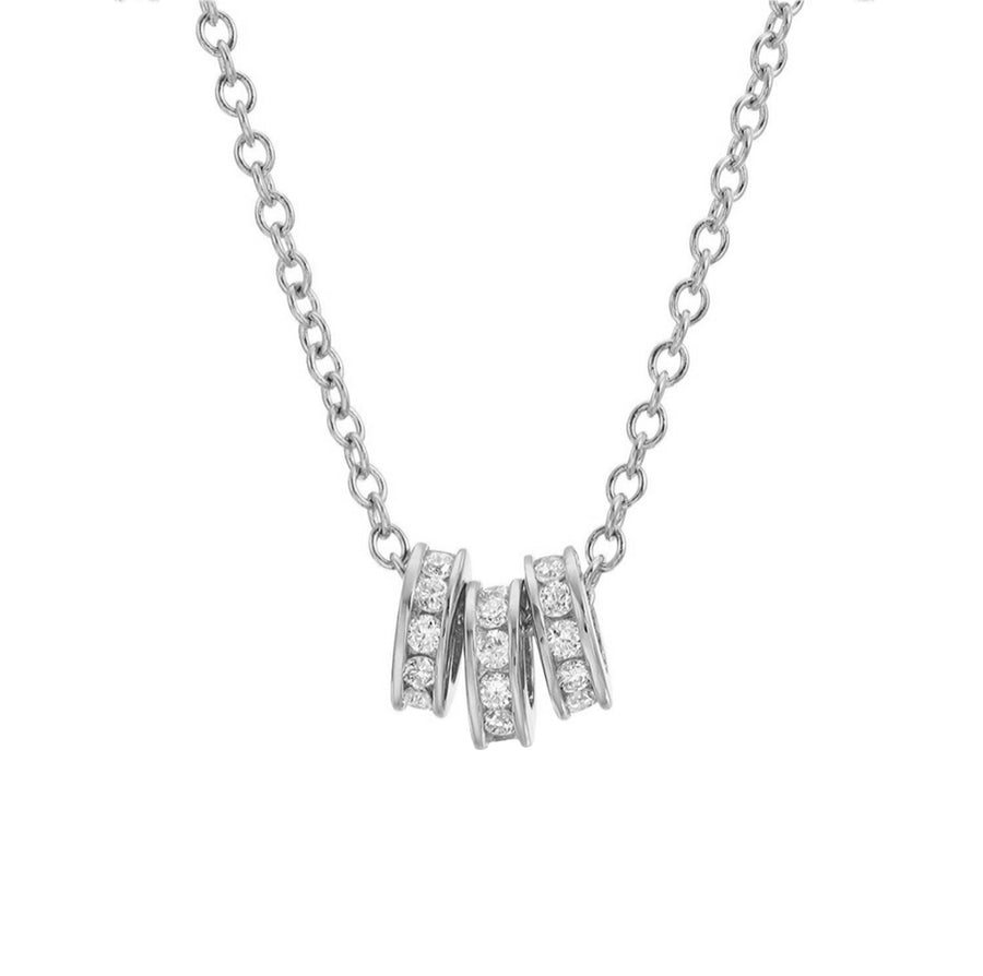 White gold round diamond charm necklace