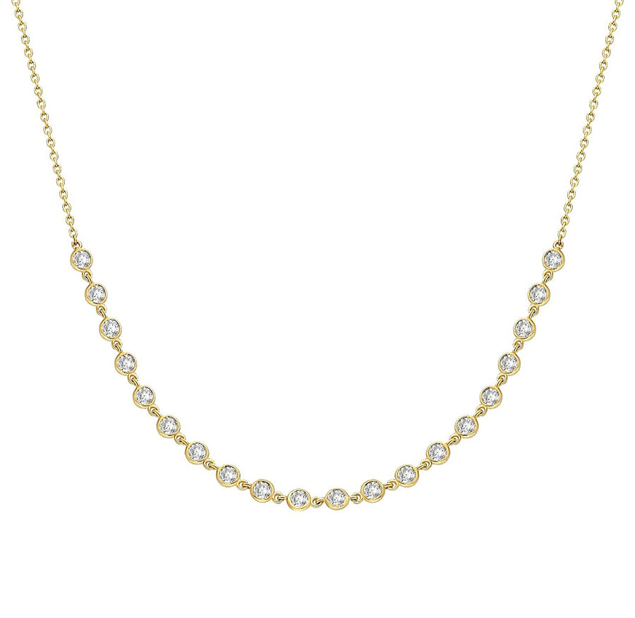 Bezel Diamond Necklace in 14K Gold - GEMNOMADS
