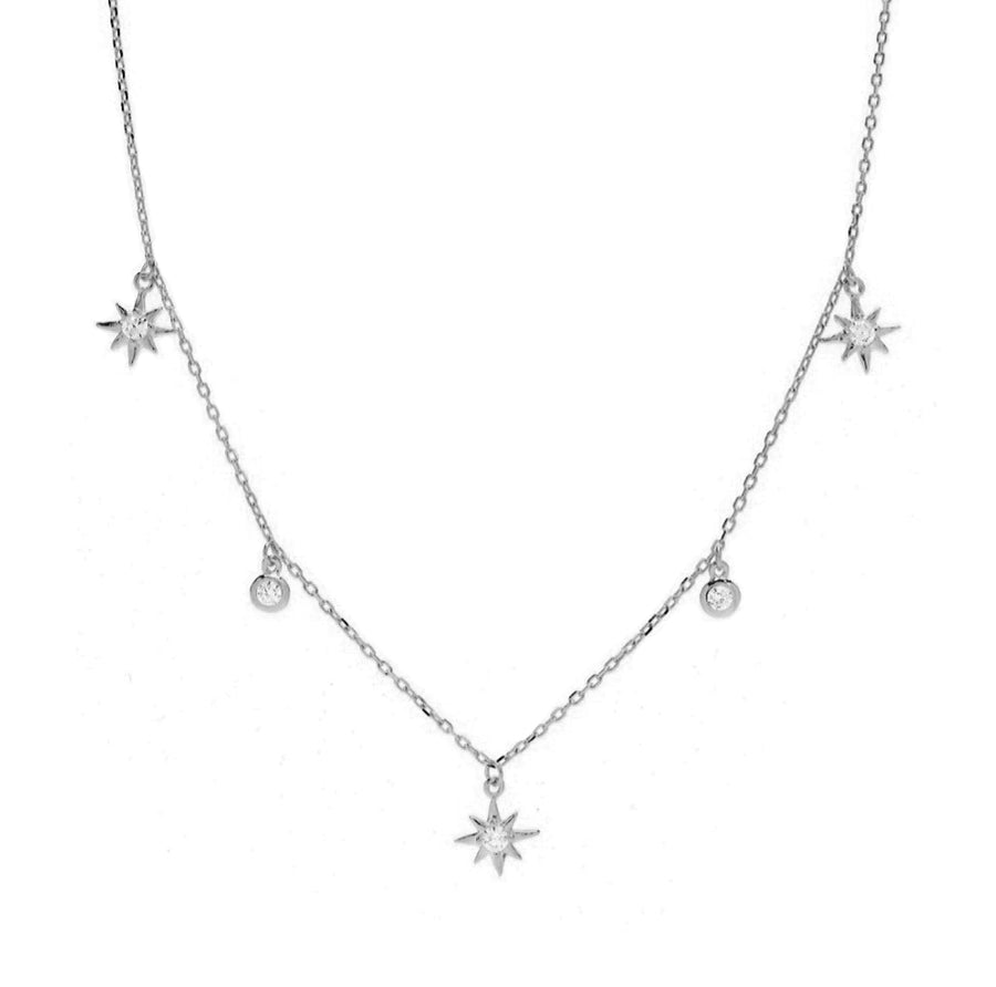 Bezel Diamond Star Necklace in 14K Gold - GEMNOMADS