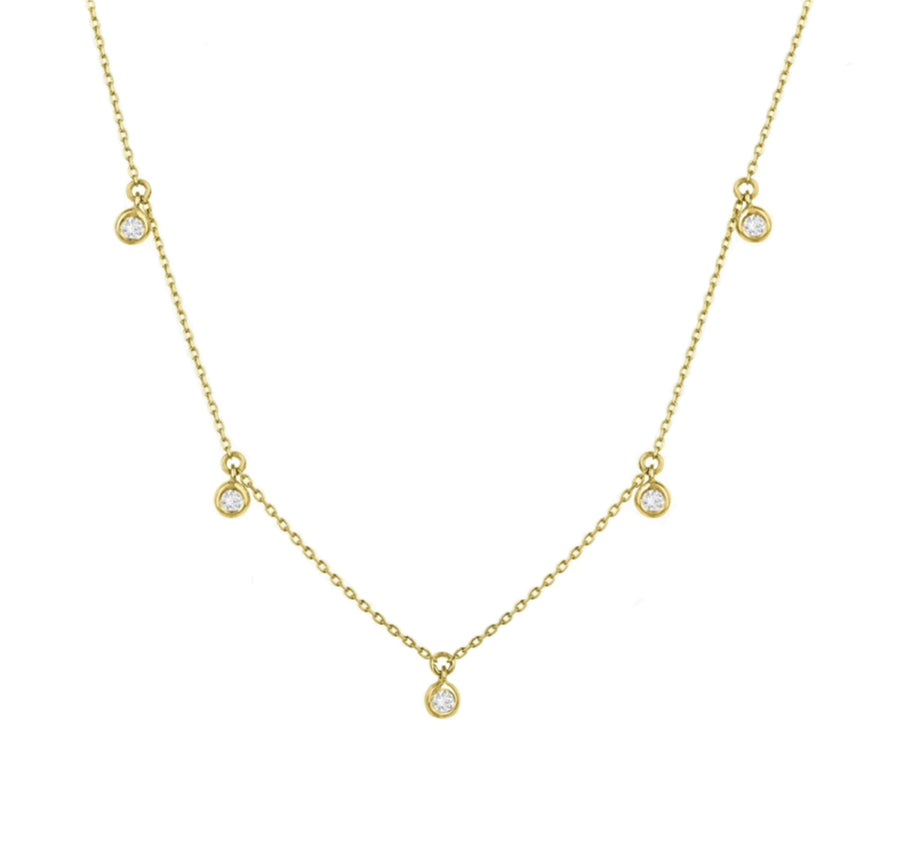 Diamond Bezel Station Necklace in 14K Gold