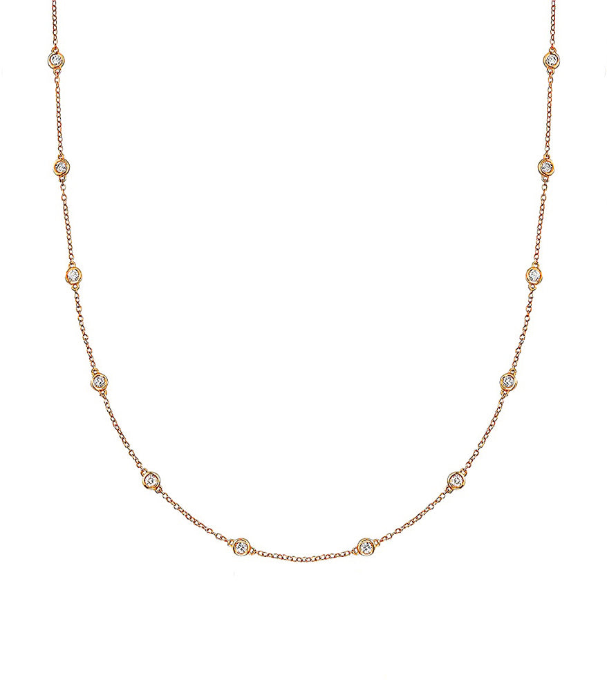 Bezel Diamond Necklace in 14K Gold