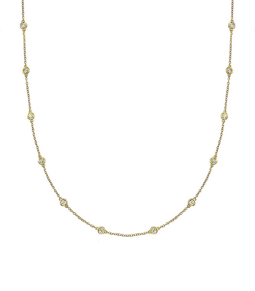 Bezel Diamond Necklace in 14K Gold