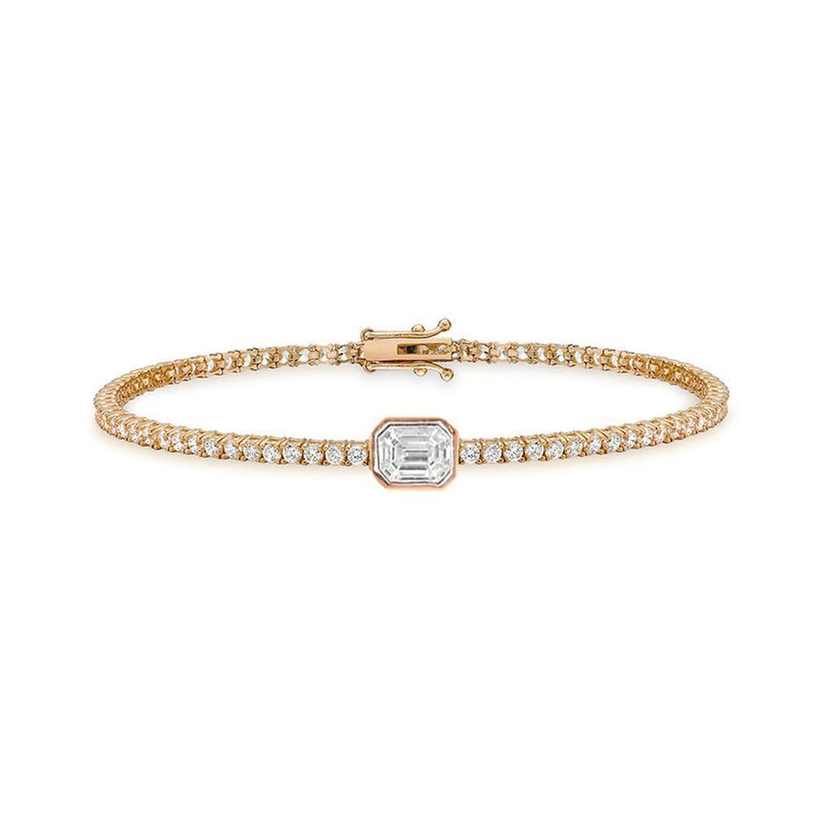 Rose gold emerald diamond tennis bracelet