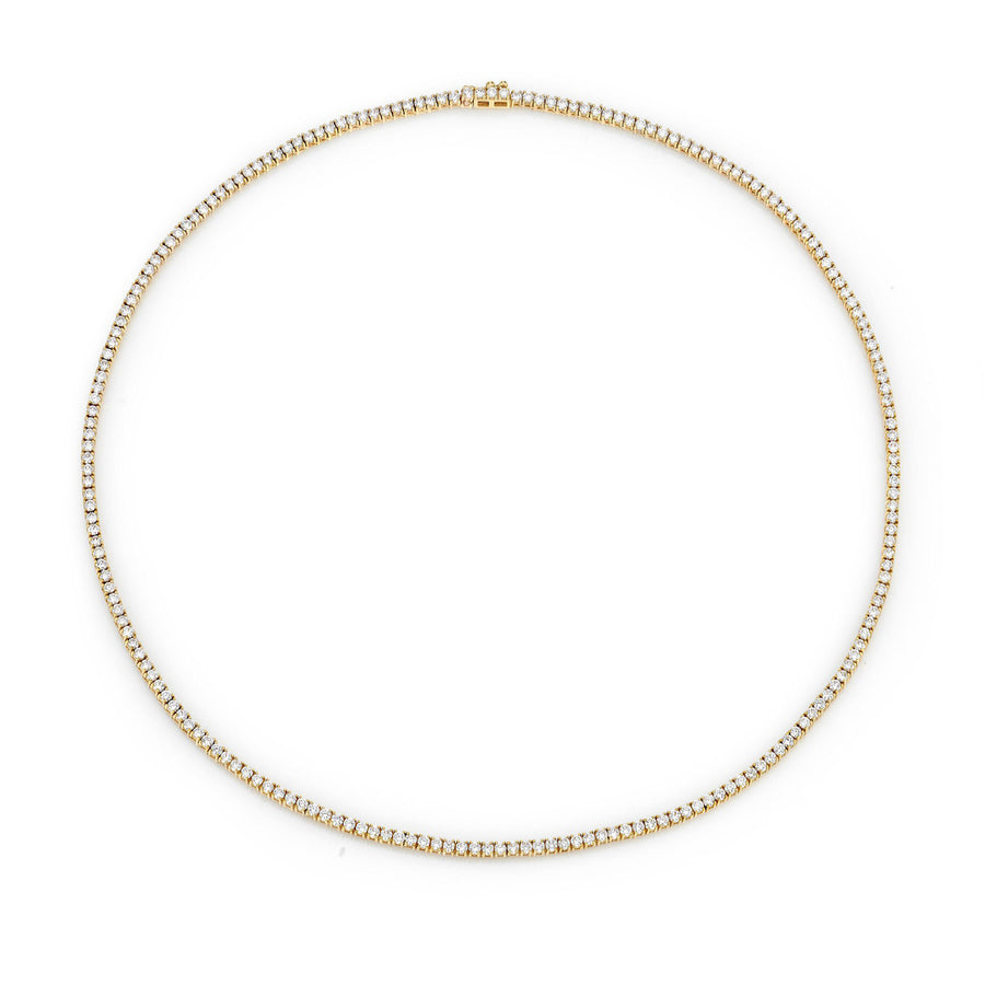 Diamond tennis necklace in yellow gold