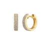 Diamond Three Row Huggie Earrings in 14K Gold - GEMNOMADS