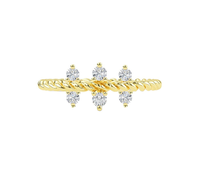 Yellow gold twisted diamond stacking ring