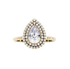 Double Halo Pear Diamond Engagement Ring in 18K Gold - GEMNOMADS