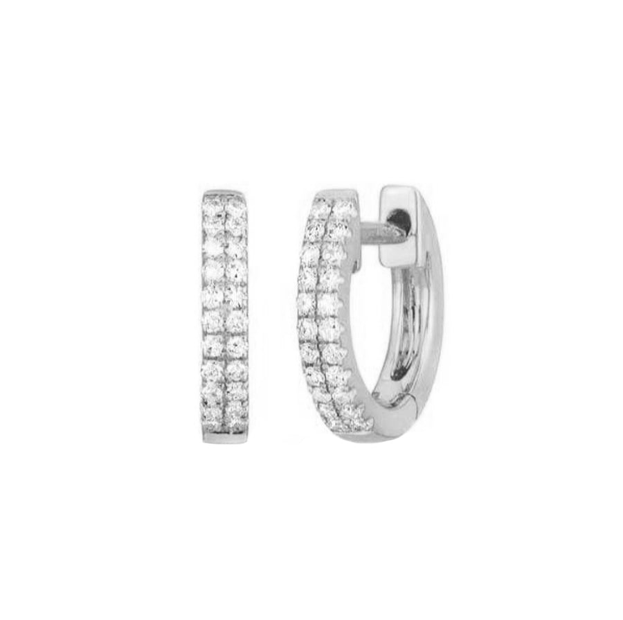 14K Gold Diamond Hoop Earrings - GEMNOMADS