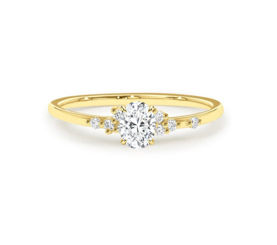 Keisha Scattered Oval Diamond Engagement Ring in 14K Gold