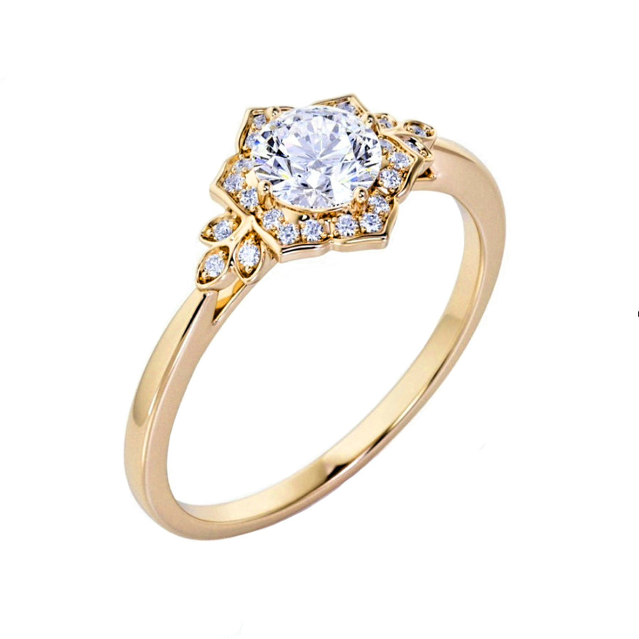 Arlet Floral Diamond Engagement Ring in 14K Gold