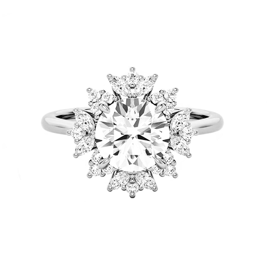 Chiara Floral Round Natural Diamond Engagement Ring in 18K Gold