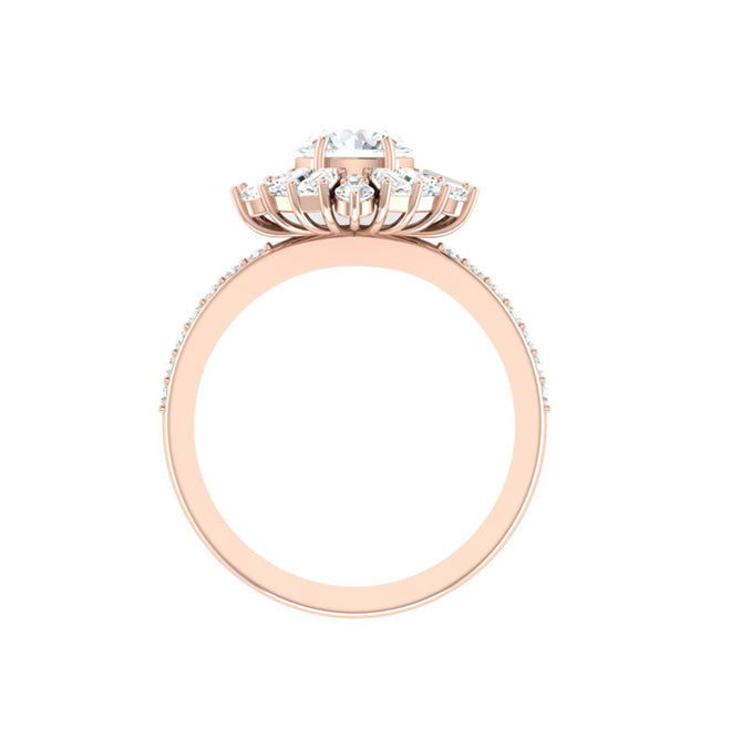 Art deco diamond engagement ring in rose gold side view