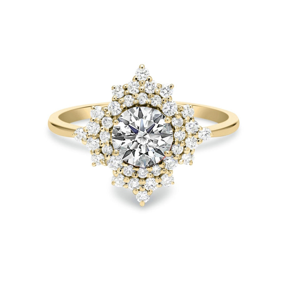 Nadia Floral Diamond Engagement Ring in 14K Gold - GEMNOMADS