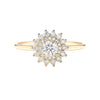 Floral Halo Round Diamond Engagement Ring in 14K Gold - GEMNOMADS