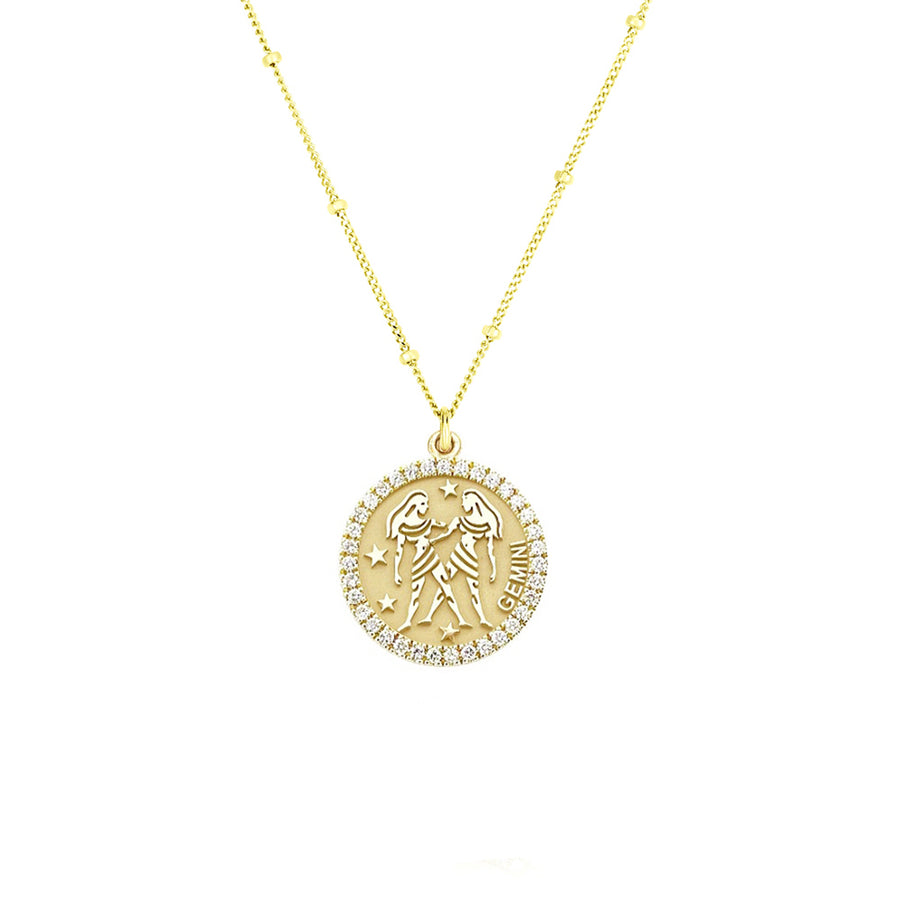 Gemini diamond zodiac necklace
