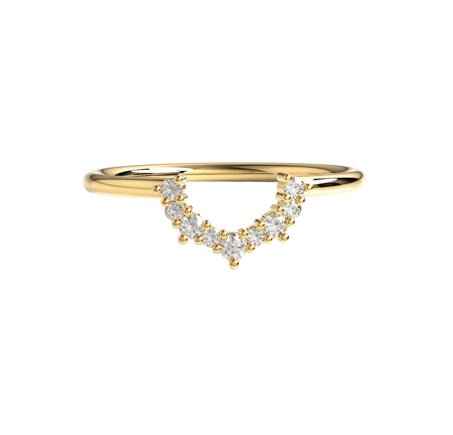 Harper Curved Diamond Wedding Ring in 14K Gold