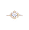 Hexagonal Halo Lab Grown Diamond Engagement Ring in 14K Yellow Gold