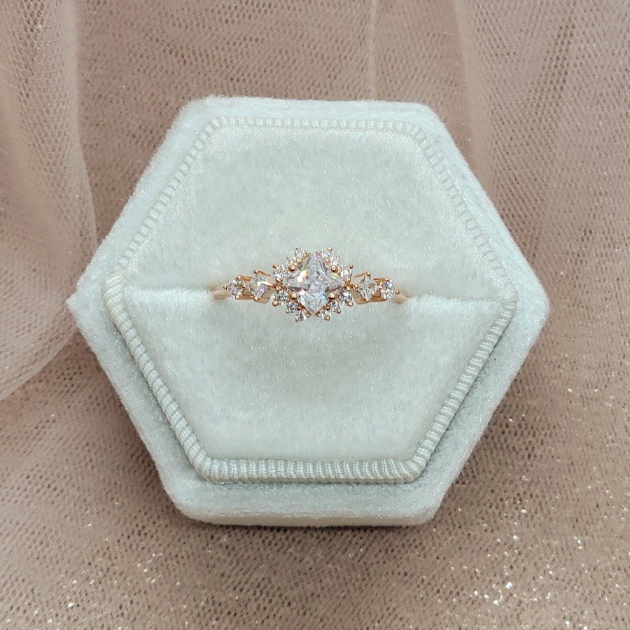 Cluster 1 Carat Princess Cut Natural Diamond Engagement Ring in 14K Gold