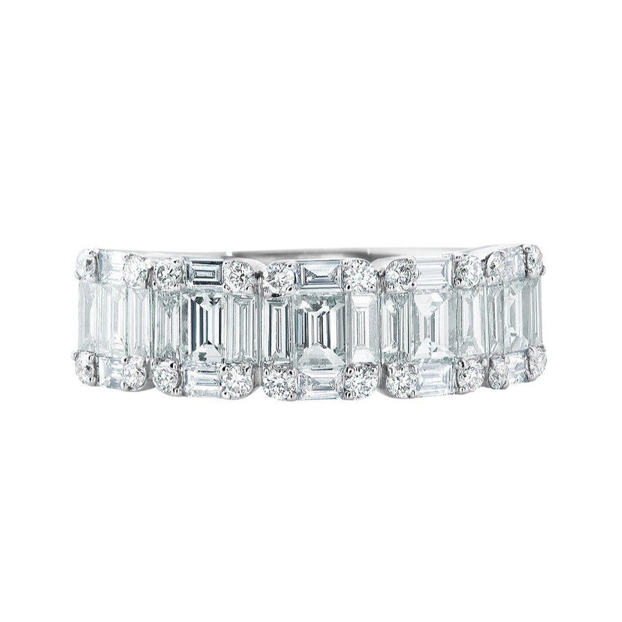 Illusion Emerald Diamond Ring in 14K White Gold - GEMNOMADS