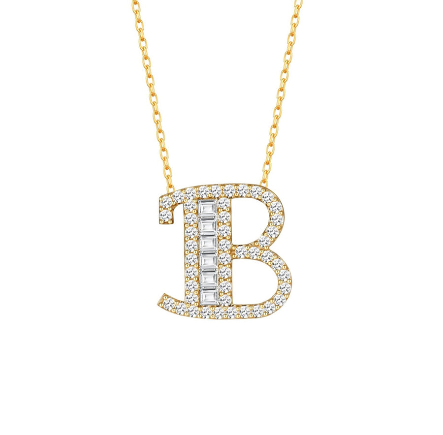 Diamond Initial Necklace in 14K Yellow Gold