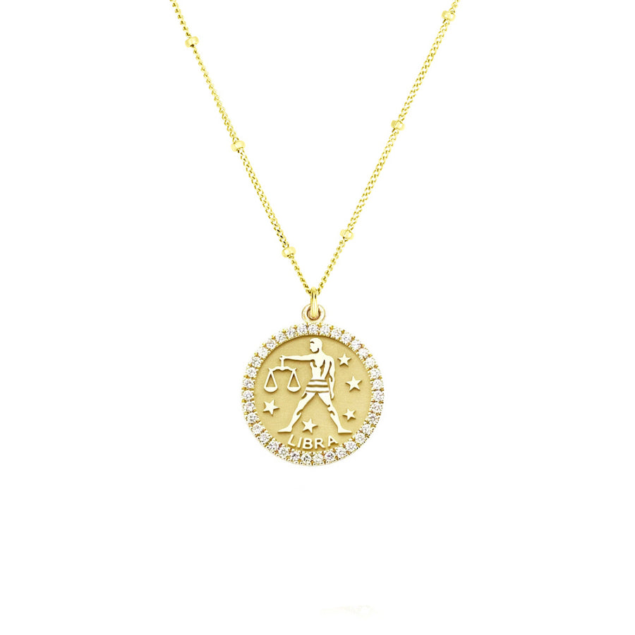 Libra diamond zodiac necklace
