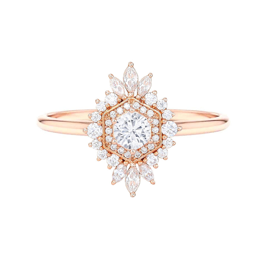 Lydia Floral Diamond Engagement Ring in 18K Gold - GEMNOMADS