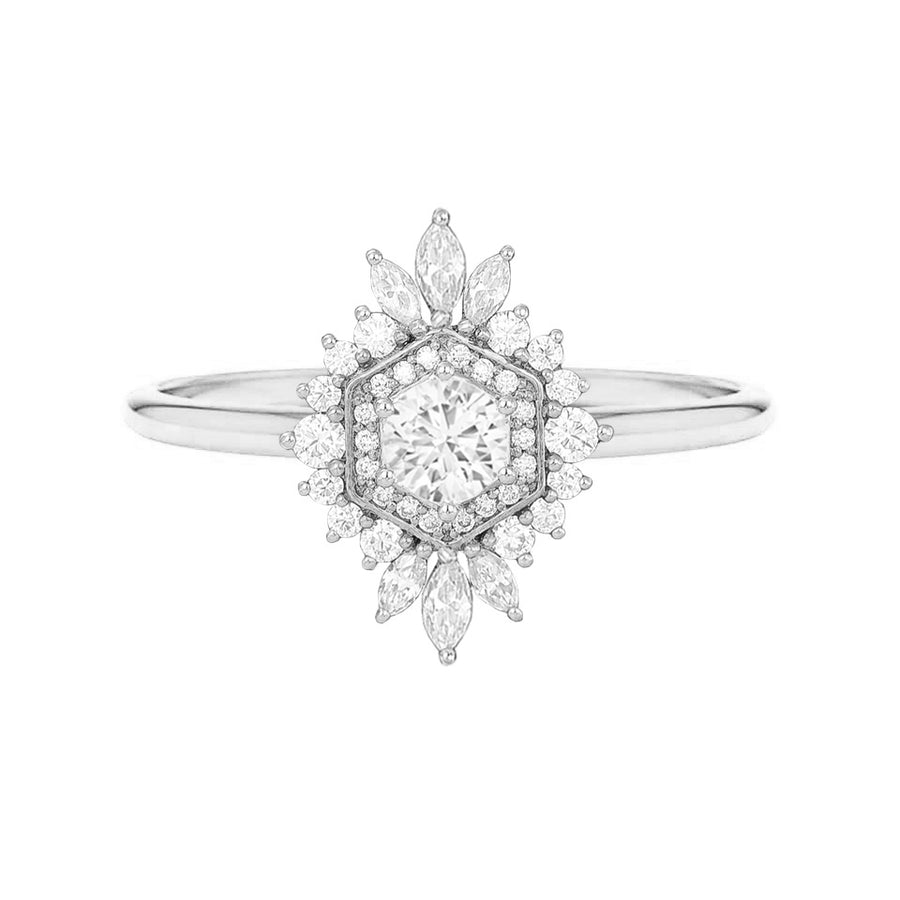 Lydia Floral Diamond Engagement Ring in 18K Gold