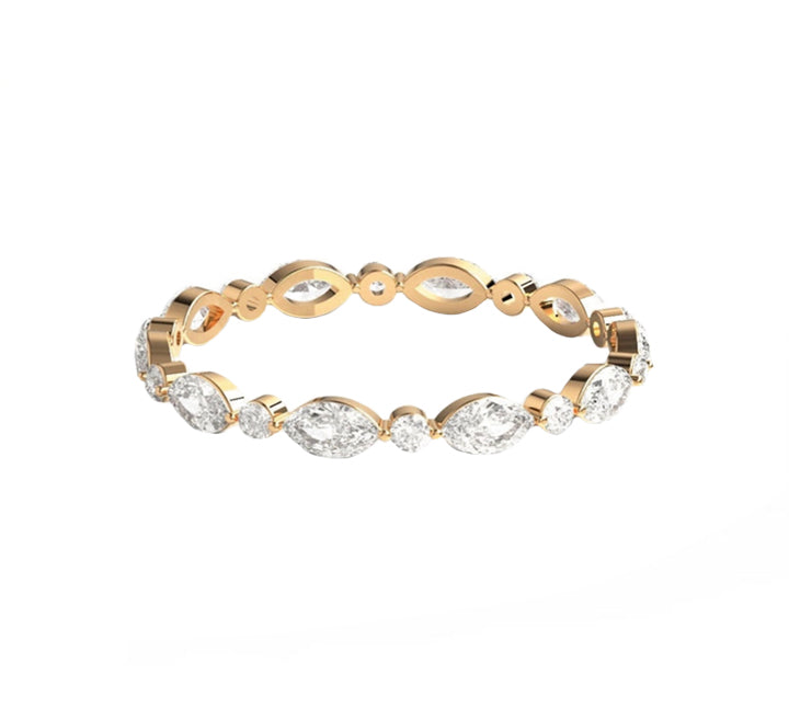 Marquise And Round Diamond Eternity Wedding Ring in 14K Gold
