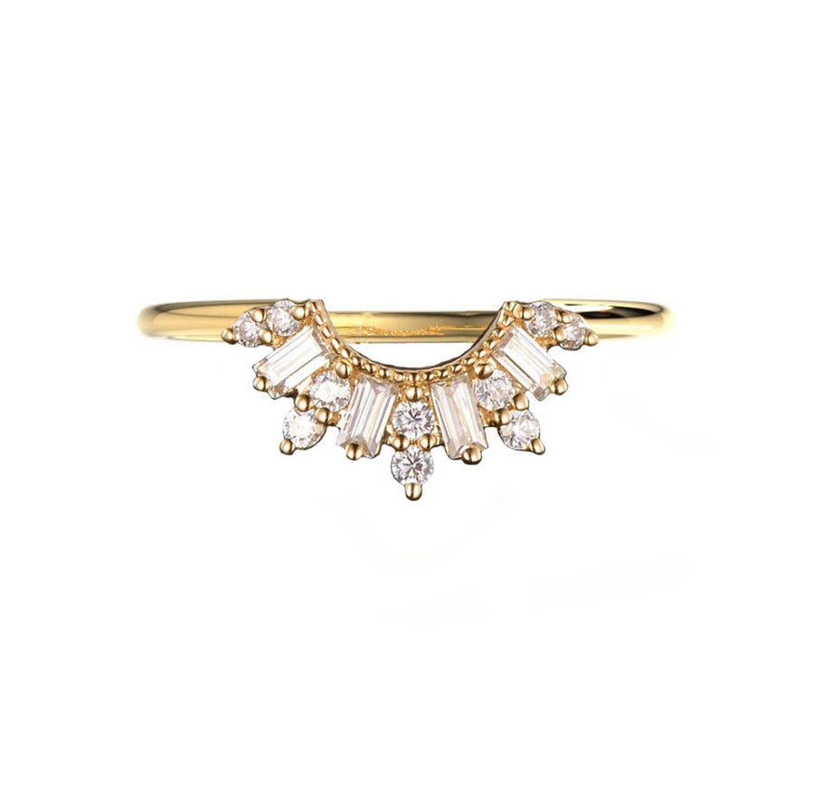 Mariah Curved Diamond Wedding Ring in 14K Gold