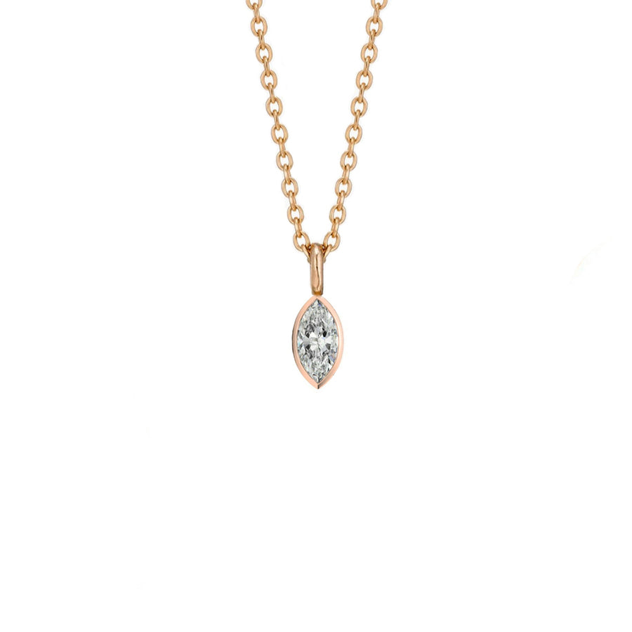 Marquise Bezel Diamond Necklace in 14K Gold - GEMNOMADS