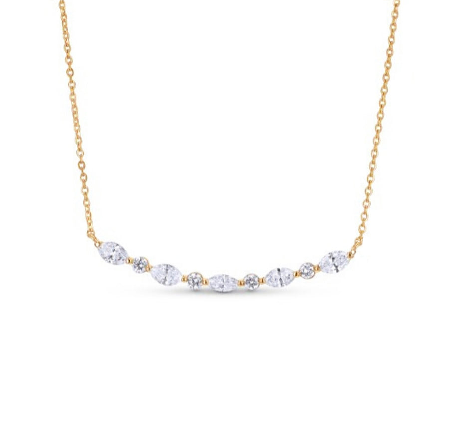 Single Prong Marquise Diamond Necklace in 14K Gold