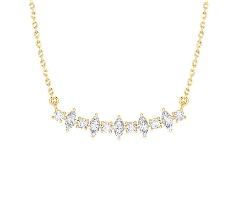 Yellow gold marquise diamond necklace