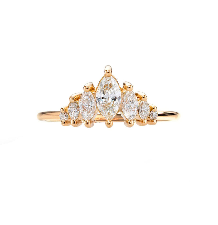 Alara Marquise Diamond Wedding Ring in 14K Gold