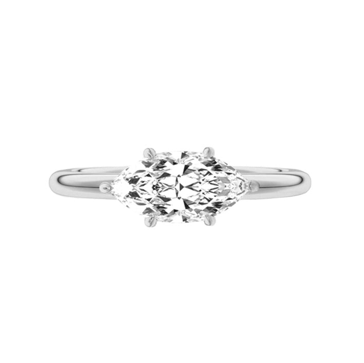 East West Set Lab Grown Marquise Diamond Engagement Ring in 18K Gold