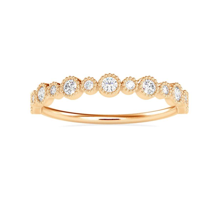 Milgrain Diamond Wedding Ring in 14K Gold