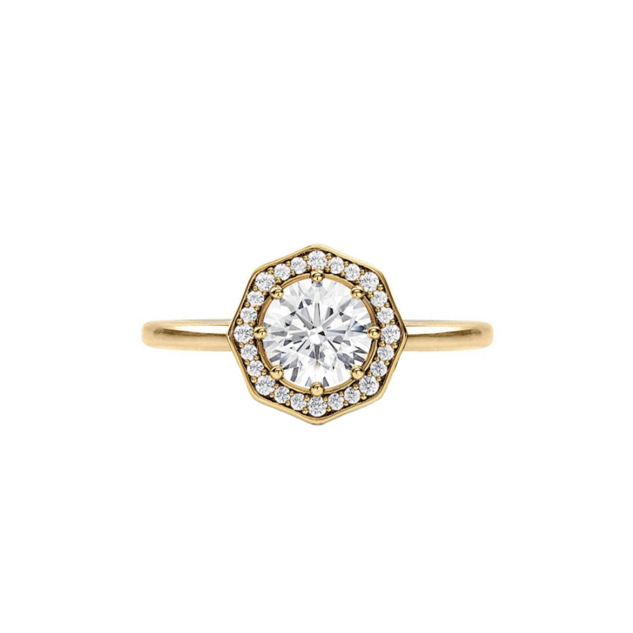 Octagonal Halo Lab Created Diamond Engagement Ring in 14K Gold