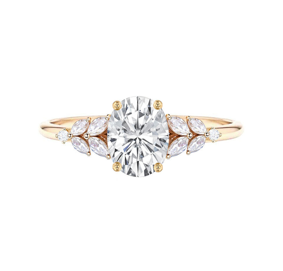 Ophelia 1.5 Carat Oval Natural Diamond Engagement Ring in 18K Gold