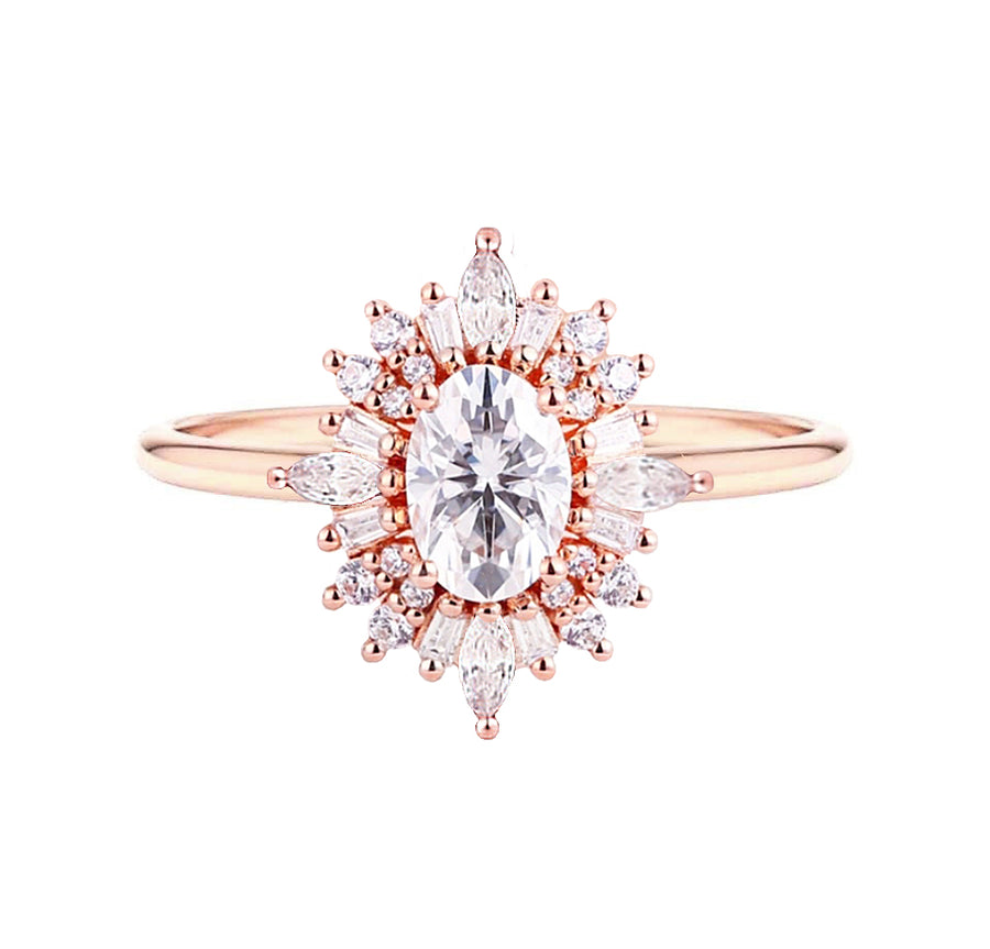 Vienna art deco lab grown diamond engagement ring in rose gold