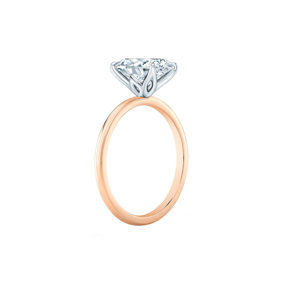 3 Carat Solitaire Lab Grown Oval Diamond Engagement Ring With Petal Prongs in 18K Gold