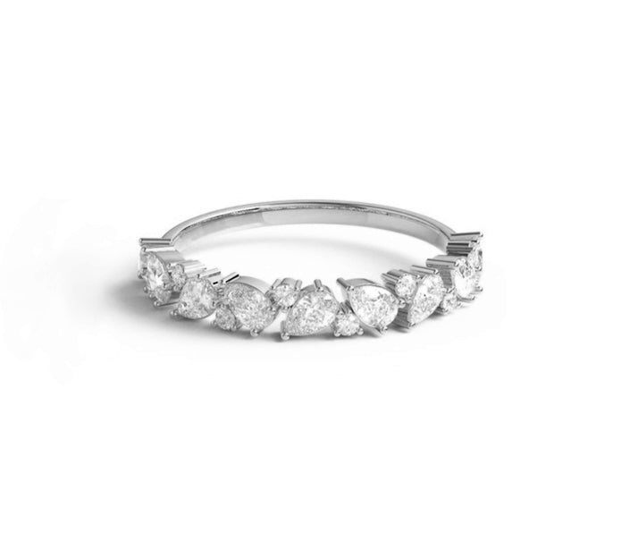 Pear Diamond Wedding Ring in 14K Gold
