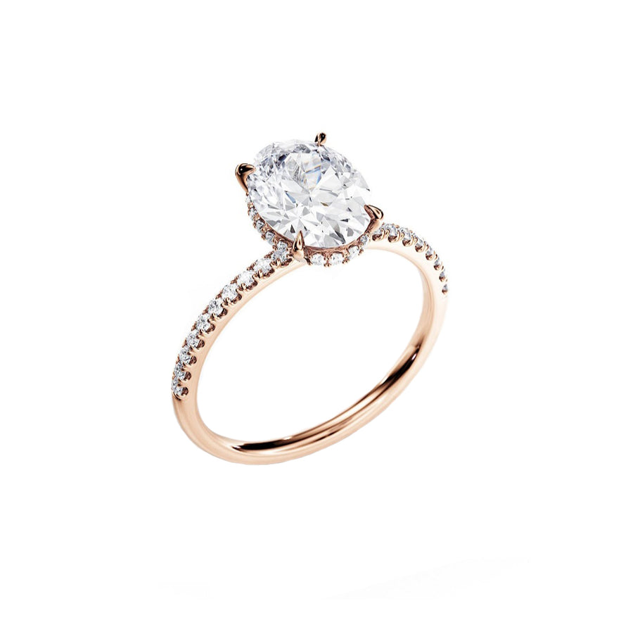 Adila 2 Carat Oval Natural Diamond Engagement Ring in 18K Gold
