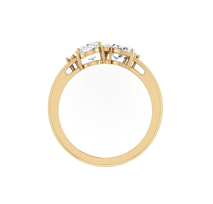 Toi Et Moi Oval Marquise Natural Diamond Engagement Ring in 18K Gold