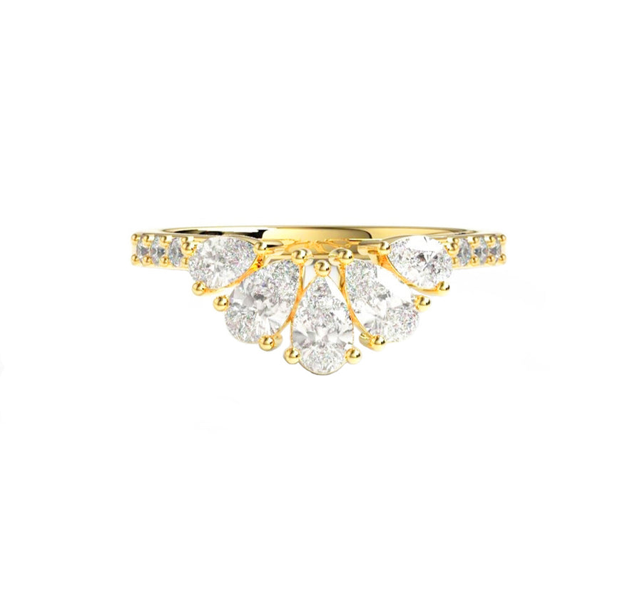 Pear Diamond Wedding Ring in 14K Gold