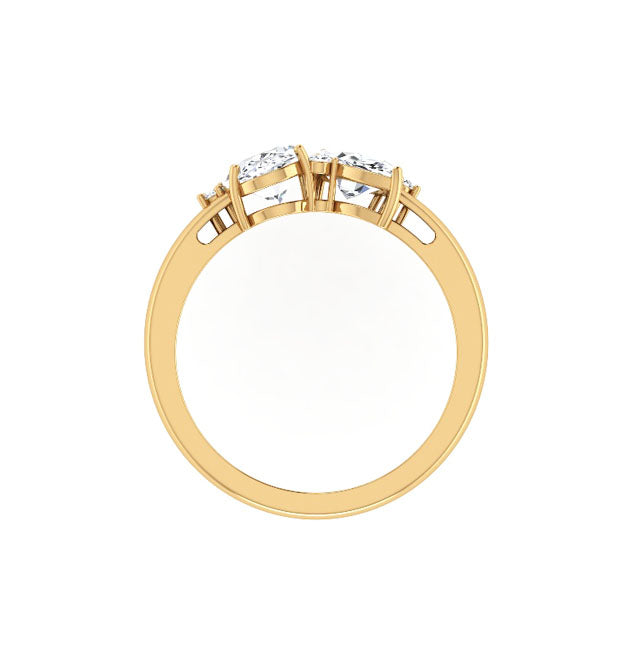 Toi Et Moi Oval Marquise Lab Created Diamond Engagement Ring in 18K Gold