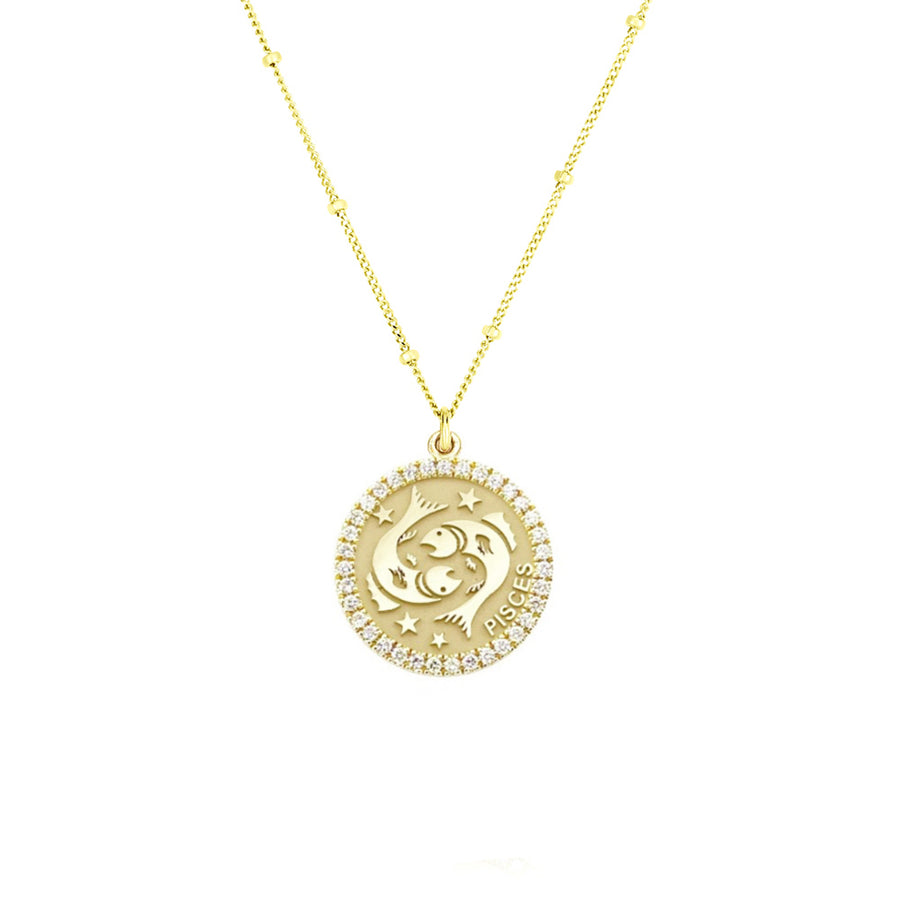 Pisces diamond zodiac necklace