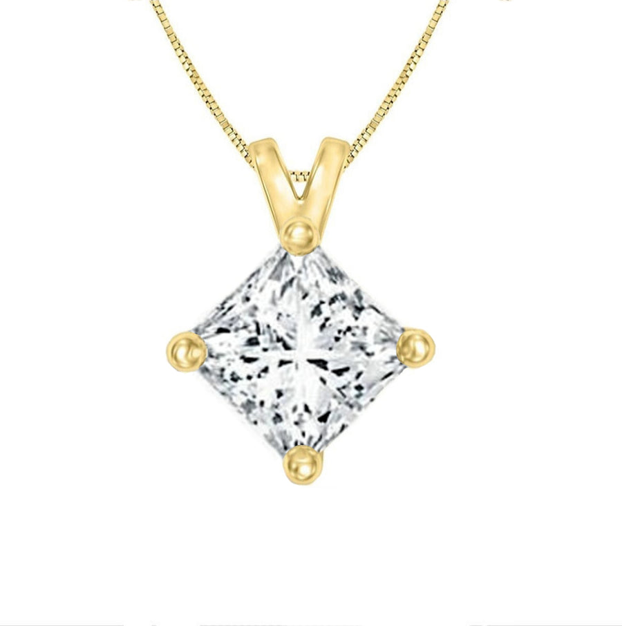 1 Carat Princess Cut Diamond Solitaire Necklace - GEMNOMADS