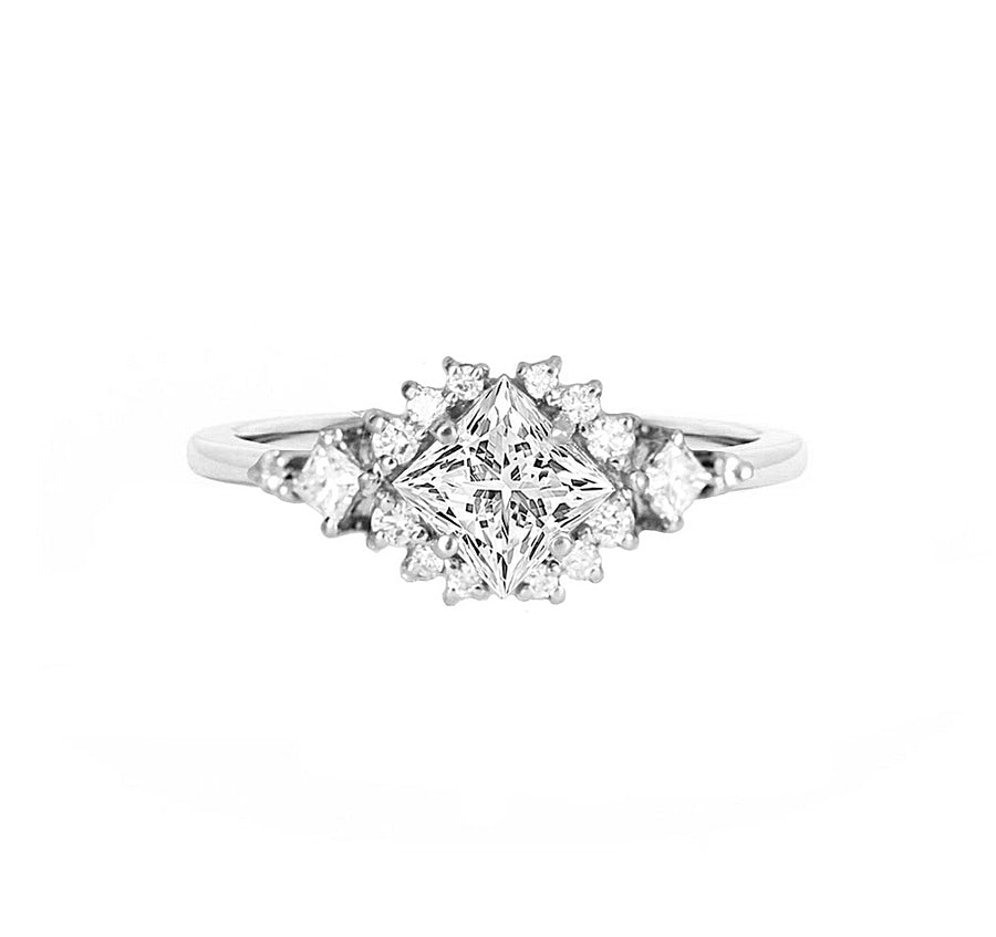 9ct White Gold 1 Carat Princess Diamond Solitaire Ring with Brilliant –  Grahams Jewellers