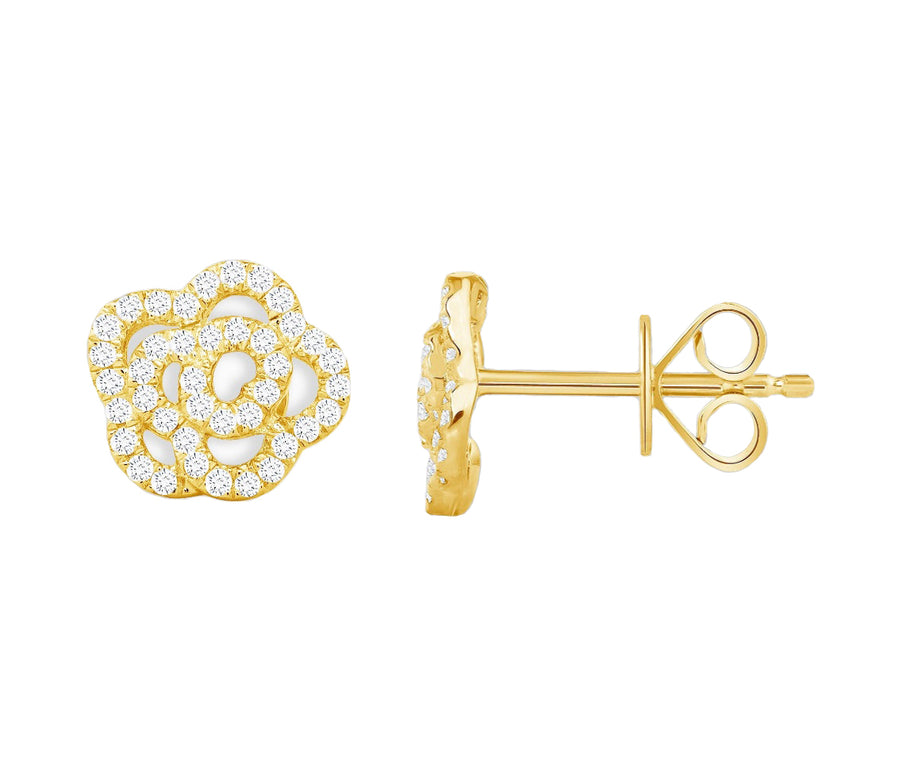 Rose Diamond Stud Earrings in 14K Gold - GEMNOMADS