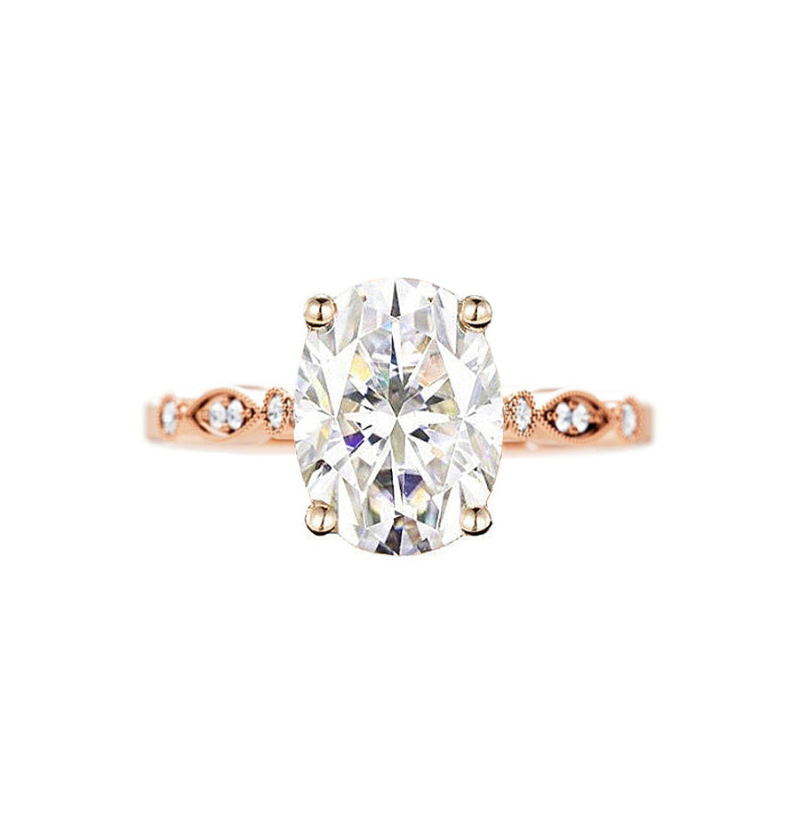 Emily 2 Carat Lab Created Oval Diamond Engagement Ring in 18K Gold