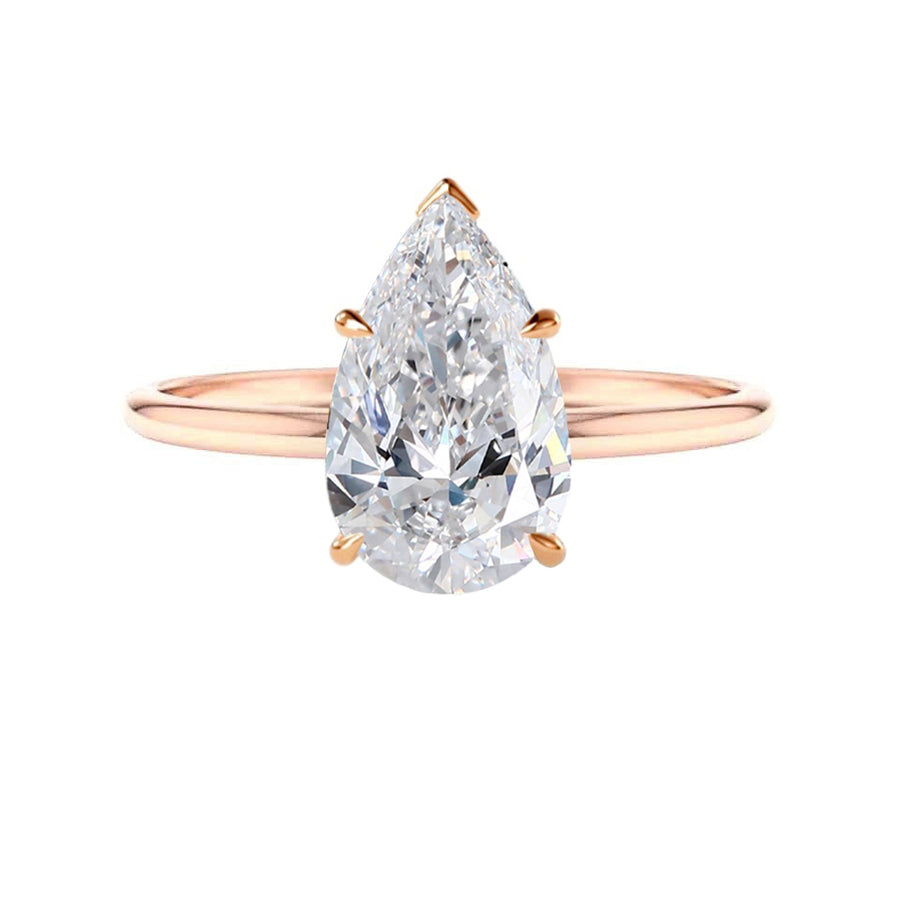 3 Carat Pear Lab Grown Diamond Engagement Ring in 18K Gold